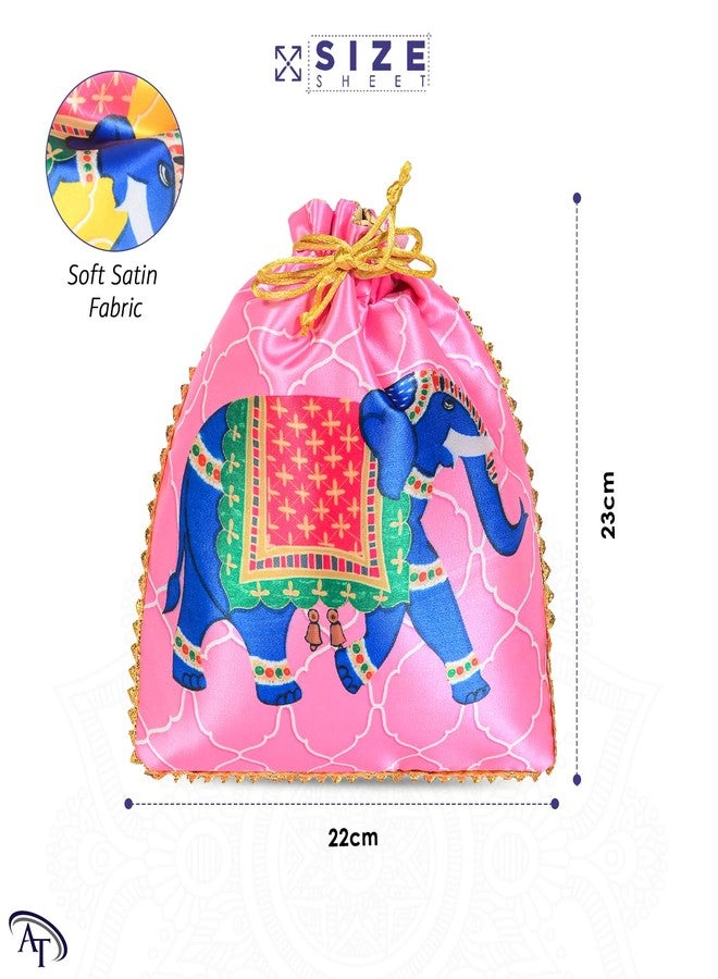 AT Ankit Traders Women Potli Bags | Gifting Potli with Handle & Drawstring | Traditional Shagun Return Gifts Potli for Mehandi, Haldi, Baby Shower, Wedding, Sangeet (12) - Image 3